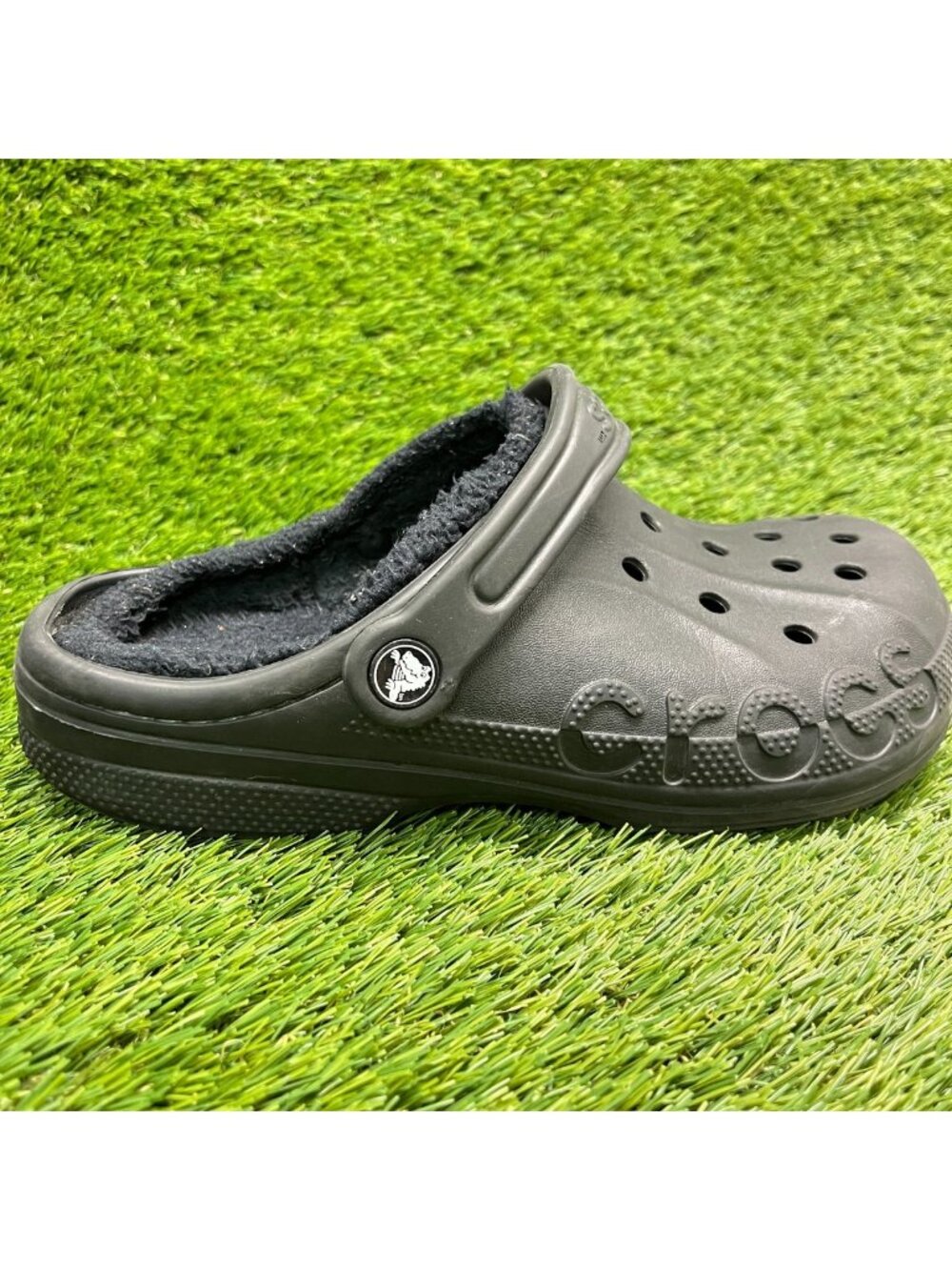 Crocs Baya Lined Clog Womens Size 9 Black Casual Comfort Faux Fur Slip On Shoes
